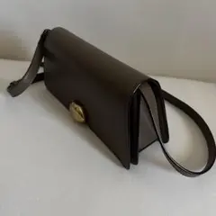 美品　ブラウン レザー ショルダーバッグ