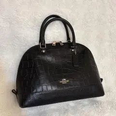 【美品 希少】コーチ パッチワーク ハンドバッグ クロコ シグネチャー ブラック COACH - オールド コーチ COACH ハンド バック バッグ ブラック