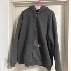 【カーハート】ジップパーカー　ネイビー　L 企業ロゴ　人気カラー　美品　p 古着 Carhartt/ カーハート/ ジップアップパーカー/ 企業ロゴ