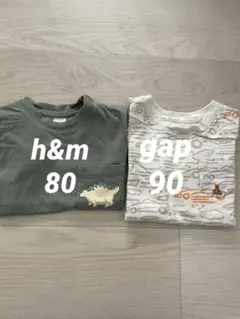 gap h&m 恐竜 Tシャツ2枚セット グリーン　80 90