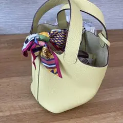 イエロー レザー キューブバッグ