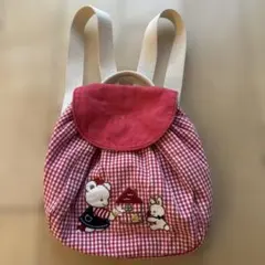 ファミリア　可愛い赤いチェック柄リュック