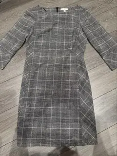 H&M グレー チェック柄 ワンピース 長袖