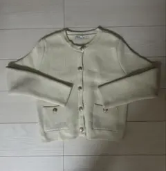 ZARA アイボリー ニットカーディガン