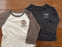 petit main ライオン刺繍 自転車 長袖カットソー 100cm ロンＴ