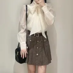 LILY BROWN ベルト付きプリーツスカショーパン チェックのサムネイル