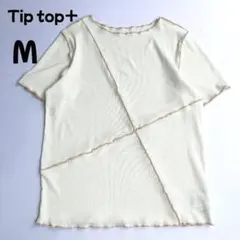 【美品】tiptop 配色メローリブTシャツ カットソー アイボリー Fのサムネイル