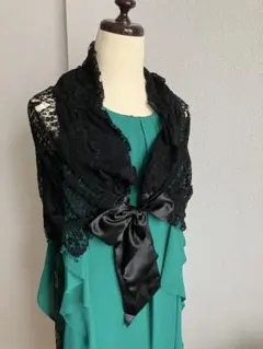 【美品】Mサイズ 結婚式・お呼ばれ用 ワンピース＋黒レースボレロセット