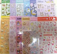 サンリオキャラクター シール 12枚セット売り 箔押しシール キティ他