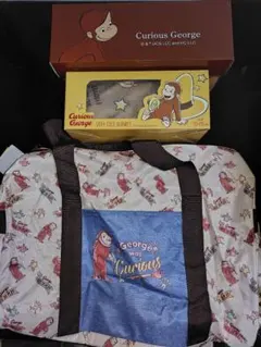 Curious George セット (ブランケット・ボストンバッグ・スリッパ)