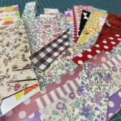 細長いラミネートはぎれ 花柄・ストライプ生地セット