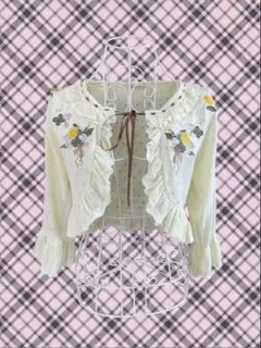 axes femme 花柄刺繍 フリルボレロ カーディガン アイボリー 森ガールのサムネイル