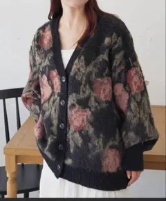 tiptop アソートジャガードVネックBIGカーディガン フラワー