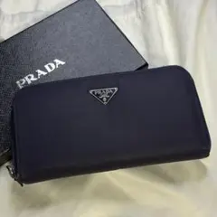 【正規品】PRADA プラダ 長財布 ネイビー ラウンドファスナー ナイロン