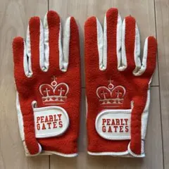 【美品】PEARLY GATES ゴルフグローブ オレンジ/ホワイト