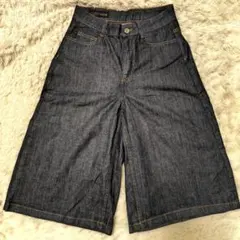 ZARA ダークデニム ワイドレッグショートパンツ ストレッチ