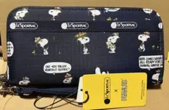 レスポートサック　スヌーピーコラボ　長財布　ネイビー