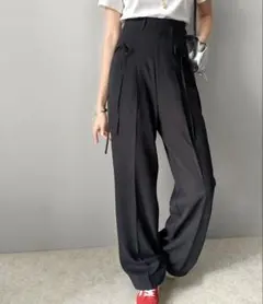 リボン使いワイドスラックスパンツ