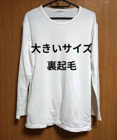 大きいサイズ 裏起毛 長袖 丸襟 Tシャツ トップス ヒートテック インナー 白