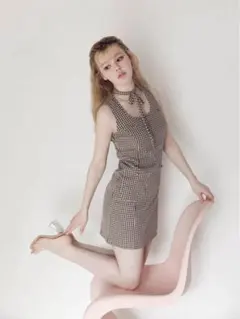 andmary Natalie check mini dress