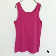 ★インポート タンクトップ【2XL】Uネック 無地 ビッグサイズ ピンク 綿