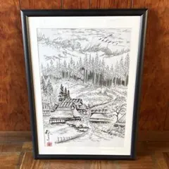 一点物】水墨画 風景画 美術品 日本画 山水画 雪景色 冬 - メルカリ
