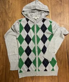 TOMMY HILFIGER アーガイル柄 ジップアップニットパーカー XSのサムネイル