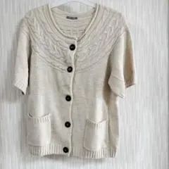 CINEMA CLUB アイボリー 半袖カーディガン Lサイズ