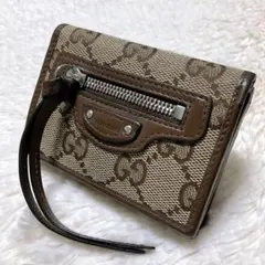 ♡美品♡グッチ バレンシアガ 三つ折り財布 クラシック コラボ キャンバスレザー
