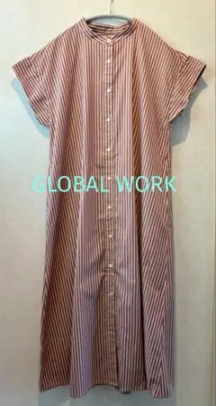GLOBAL WORK 半袖 シャツワンピース フリーサイズ