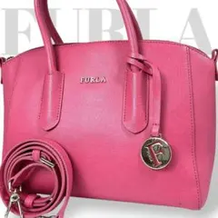 美品✨希少色　フルラ　テッサ　2way　ショルダーバッグ　レザー　斜め掛　ピンク