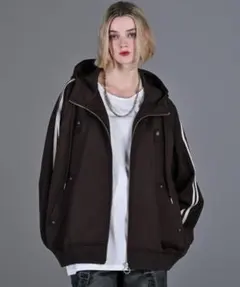 再販無しアドラーラインスリーブトラックジップパーカージャケットブラウンM即買い可