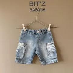 【BIT'Z】BABY95　ブルー青　デニムハーフパンツ　半ズボン　ウエストゴムのサムネイル