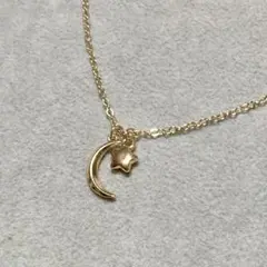 ゴールドカラークレセントムーンスター星月ダブルチャームネックレス