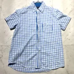 00s OLD Stussy ギンガムチェック 水色 半袖シャツ　bdシャツ