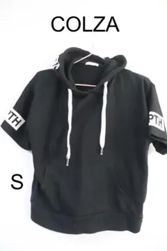 プロフ必読COLZA半袖スウェットパーカーS/ブラック良品重宝