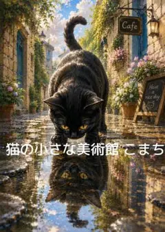 一作限り】花咲く海辺の小道を歩く長毛黒猫の癒しアート P1027 - メルカリ