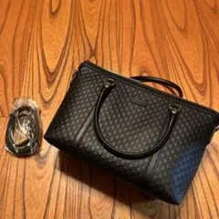 新品未使用　グッチ トートバッグ 2way マイクロシマ ロゴ レザー ブラック