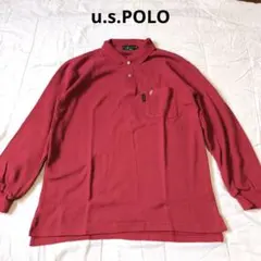 U.S. POLO 赤 長袖ポロシャツ Lワインレッド