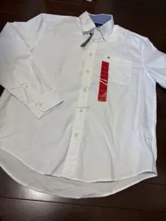 【新品タグ付】トミーヒルフィガー 長袖シャツ 白 M ボタンダウン ロゴ刺繍のサムネイル