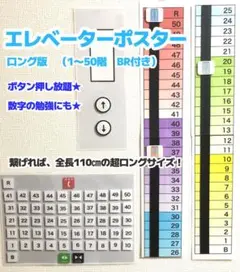 エレベーターポスター　ロング版1〜50階　数字表　無限ボタン　療育グッズ