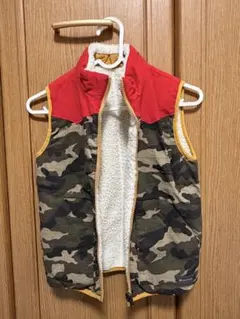 迷彩 赤 フリース裏地 キッズベストRight-on