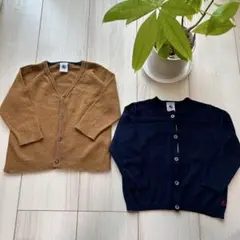 プチバトー PETIT BATEAU 81cm カーディガン 2点セット 紺＆茶