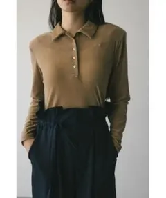 STYLEMIXER ベロアポロトップ BEG