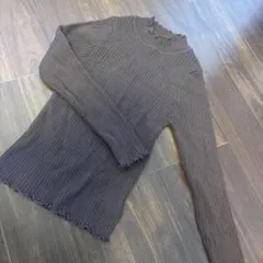 GRL ダークブラウン リブ編みセーター