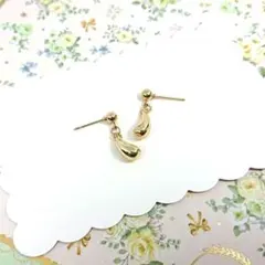 No.848☆ゴールド小粒ドロップ ピアス イヤリング マスクチャーム
