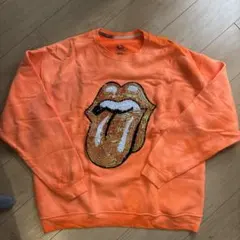 古着　USED オレンジ色 ロゴ刺繍 スウェット