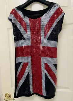 ユニオンジャック スパンコール ノースリーブワンピース　M