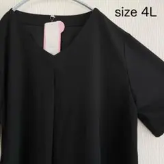 新品未使用レディース4L 黒トップス 後ろ丈長め チュニック 大きいサイズのサムネイル