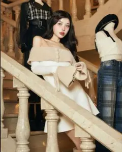 Darich オフショルシャギーニットミニワンピース